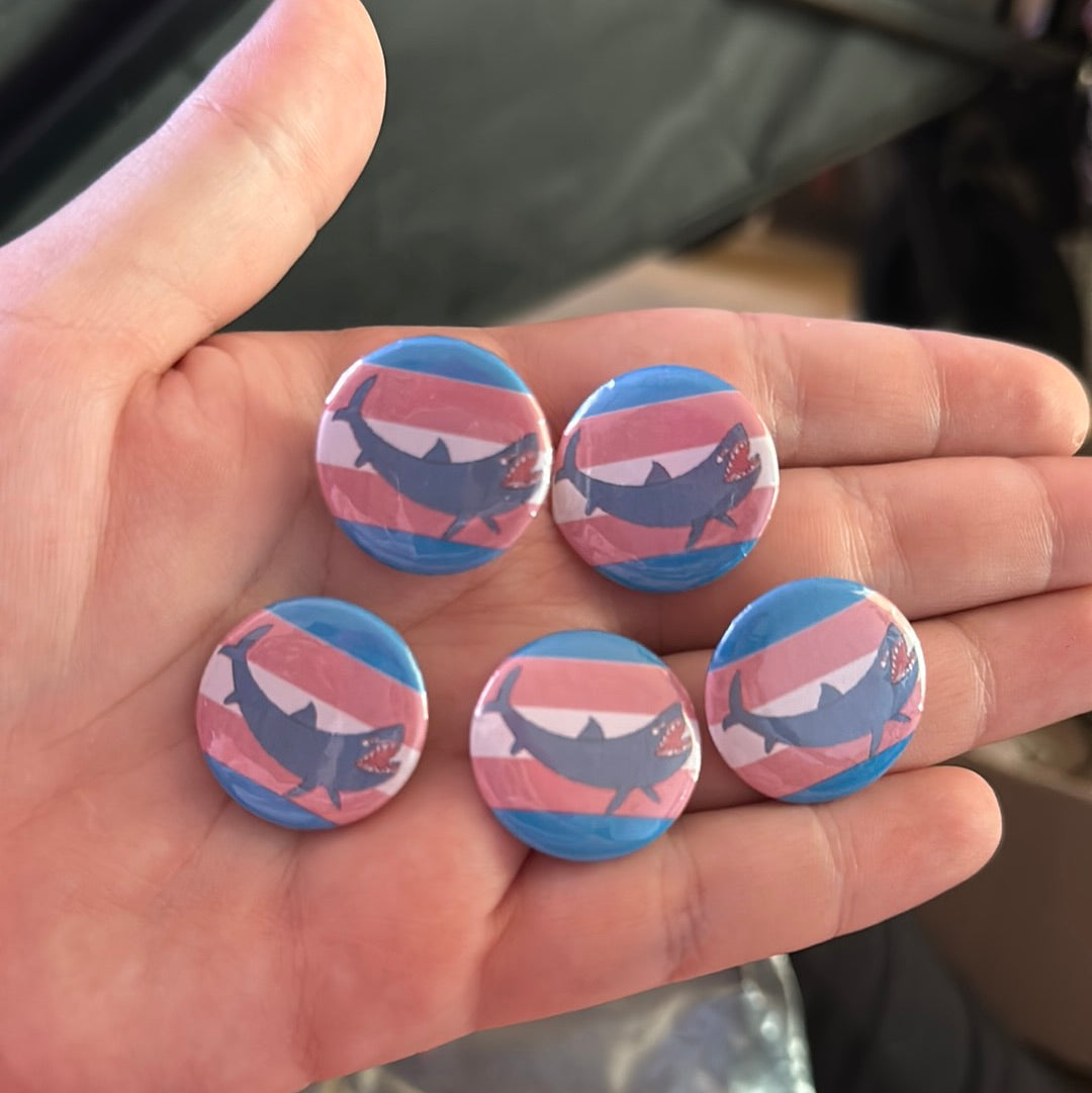 Trans Blahaj mini button