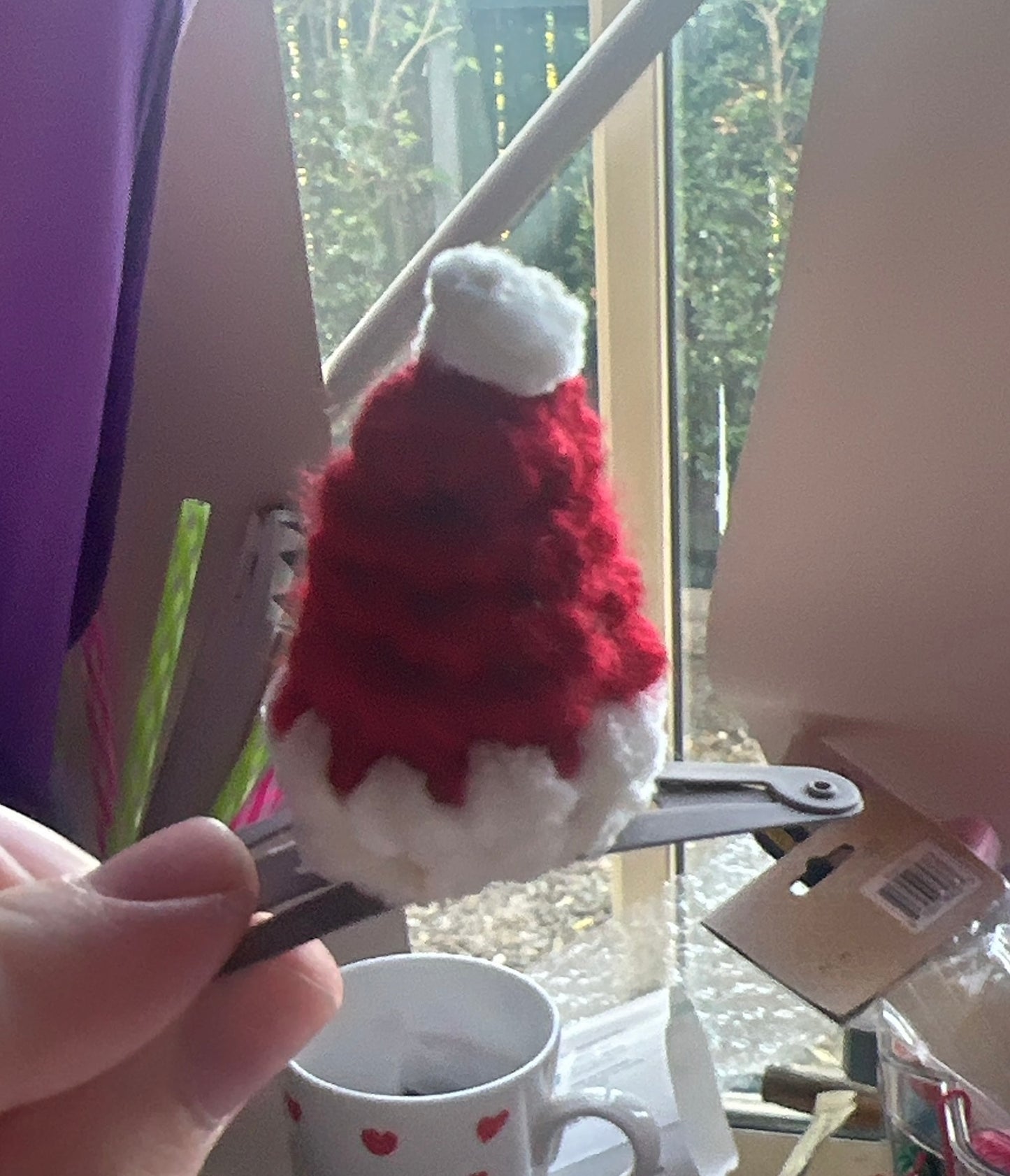 Tiny Santa hat clip