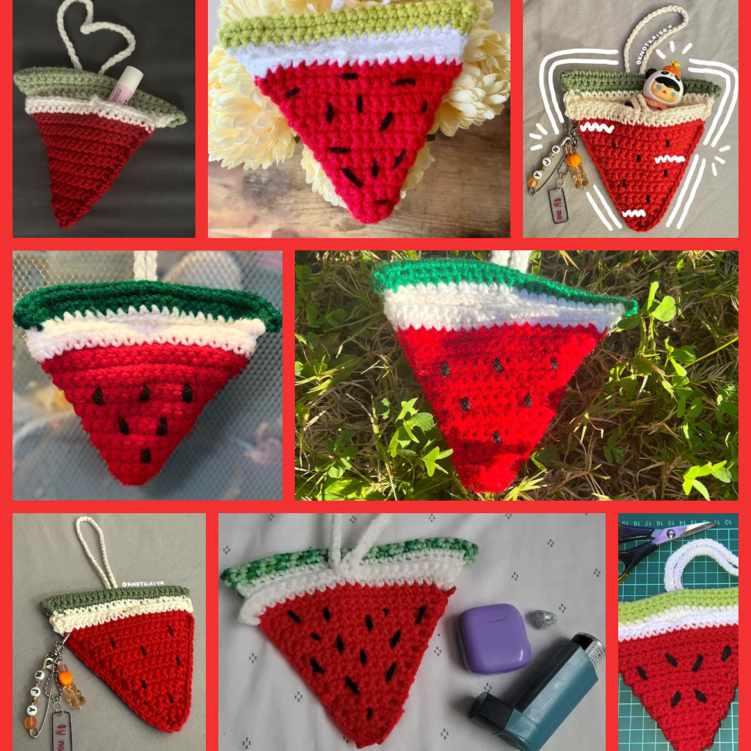 Watermelon trinket pouch crochet pattern! (PDF NOT A PHYSICAL ITEM!!)