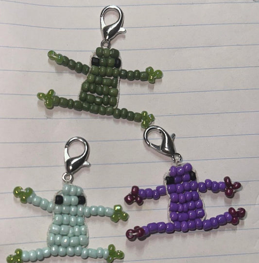 Beaded frog keychain